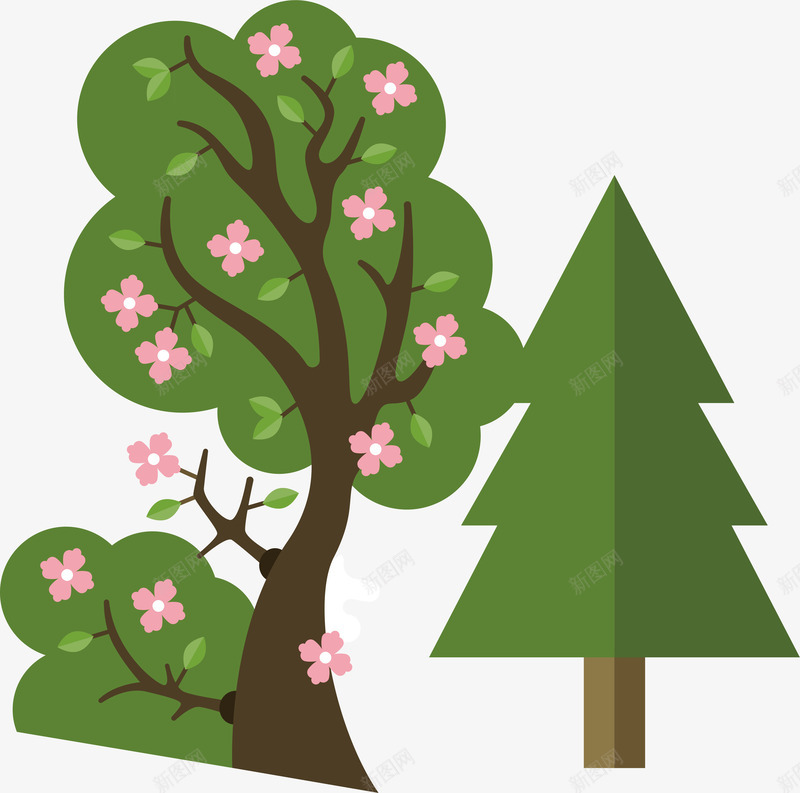 花树风景树绿色春季踏青背景矢量图ai免抠素材_88icon https://88icon.com 主题 圆形花环 小清新边框 手绘树叶 椰树 绿叶水滴水珠 绿色漂浮叶子 花树 风景树 矢量图