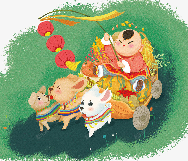 狗年春节春天插画png免抠素材_88icon https://88icon.com 2018 卡通狗 吉祥狗年 年画 戊戌年 新年快乐 春节 灯笼 狗 狗年 狗年大吉 狗年广告