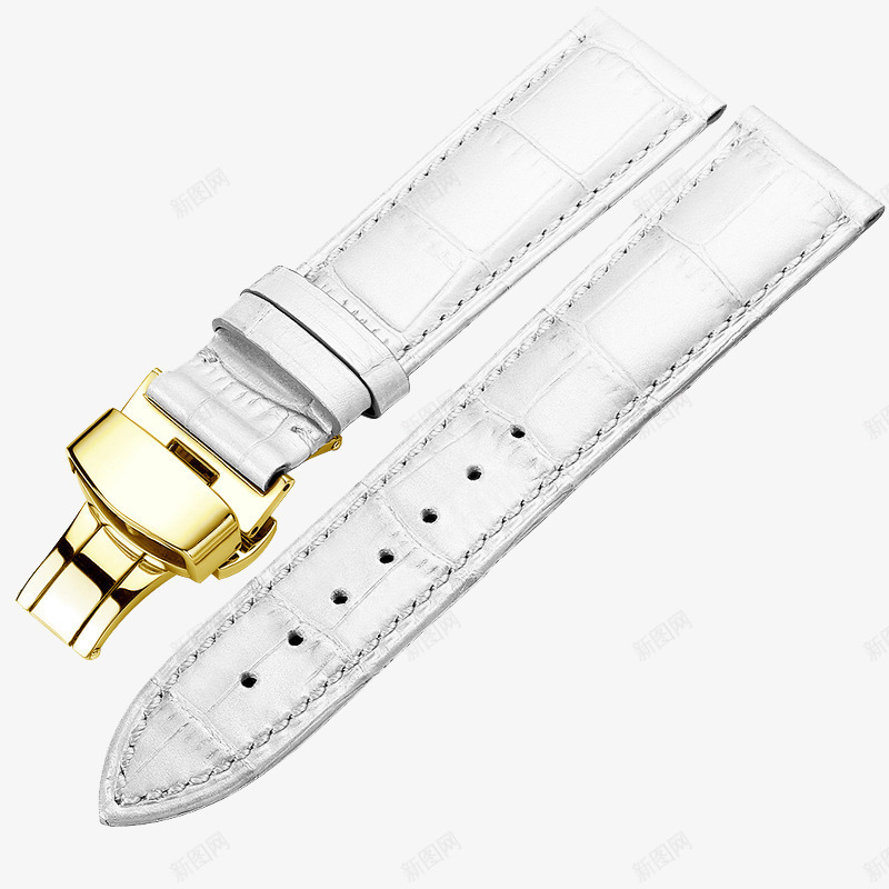 金扣白色手表带png免抠素材_88icon https://88icon.com 产品实物 代用天梭浪琴西铁城dw手表带 带蝴蝶扣 男女士真皮带蝴蝶扣 配件 金扣白色手表带