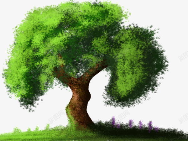 卡通绿色大树背景png免抠素材_88icon https://88icon.com 卡通手绘 参天大树 大树背景 绿树
