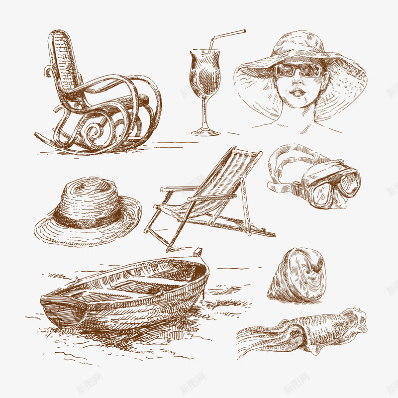 夏日海滩手绘png免抠素材_88icon https://88icon.com 夏日 手绘 海滩 素材