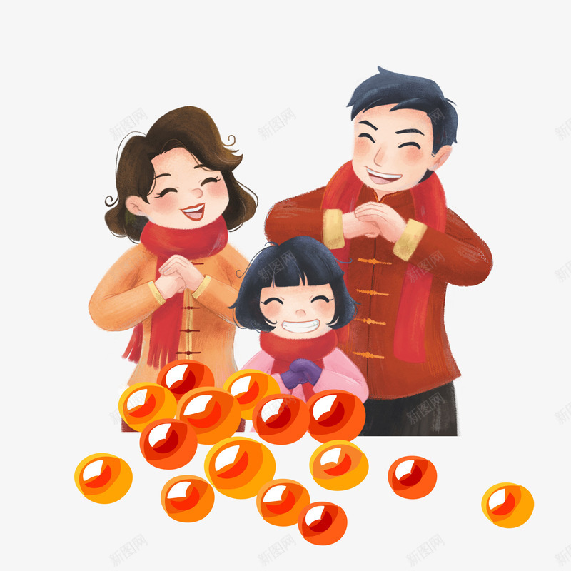 卡通新春拜年一家人psd免抠素材_88icon https://88icon.com 一家人 卡通 彩色 手绘 拜年 新春佳节 春节