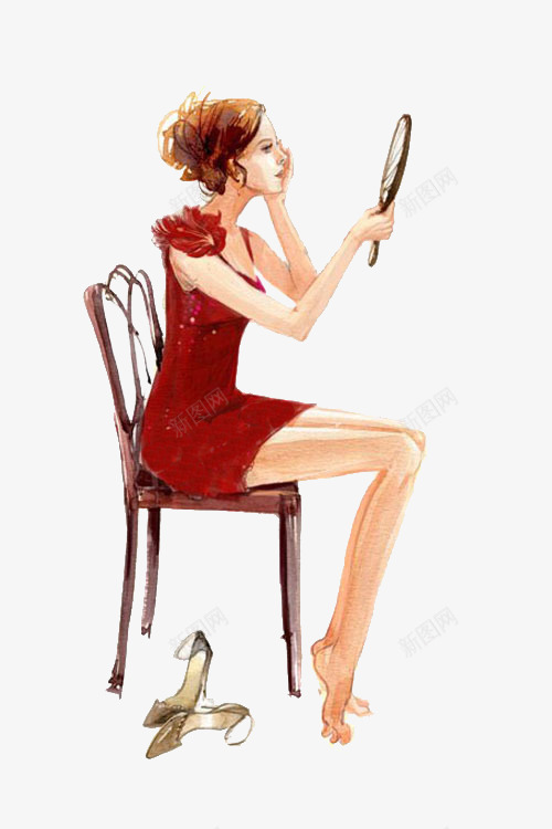 女装时装插画png免抠素材_88icon https://88icon.com 手绘时尚女装 手绘时装模特 简约服装设计稿