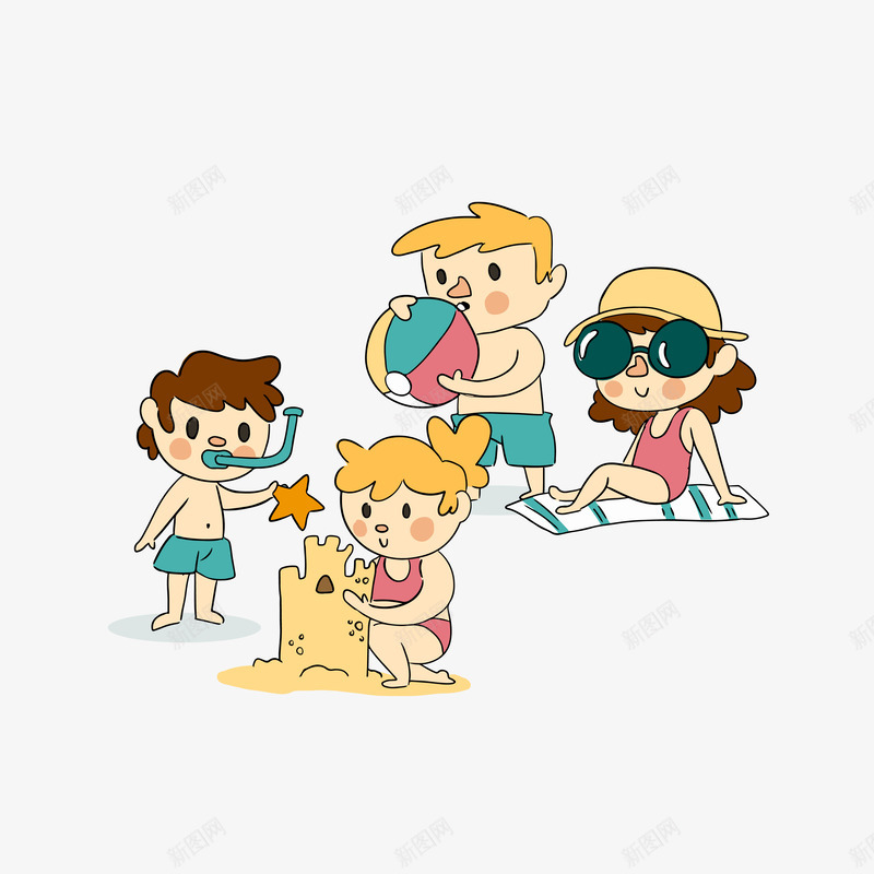 一家四口海边游玩案矢量图ai免抠素材_88icon https://88icon.com 一家四口 度假 手绘 旅游 海边 玩耍 简笔画 纹路 线条 装饰 质感 矢量图