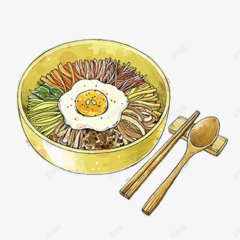 卡通手绘鸡蛋米线png免抠素材_88icon https://88icon.com 一碗面插画 乌冬面 手绘米粉 桂林米粉 碗面 筷子勺子 面食插画