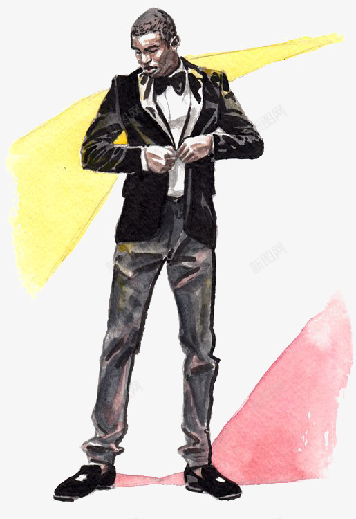 时尚黑人男性png免抠素材_88icon https://88icon.com 卡通 手绘 插画 时尚 男人 西装 黑人