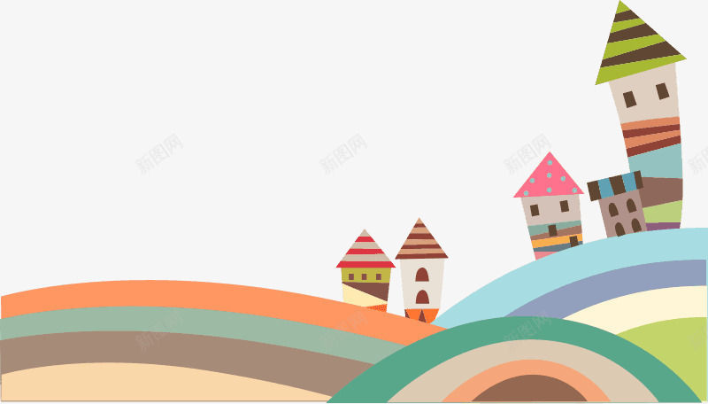 卡通插画png免抠素材_88icon https://88icon.com 儿童 儿童世界 卡通插画 卡通背景 城堡 彩虹圈 游乐场