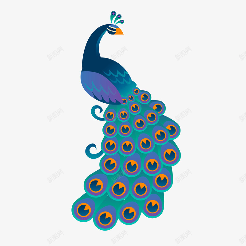 蓝色纹理孔雀元素矢量图ai免抠素材_88icon https://88icon.com 卡通 孔雀 插画 纹理 羽毛 蓝色 质感 矢量图