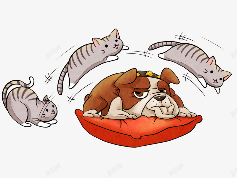 可爱的猫和狗简图png免抠素材_88icon https://88icon.com 动物 可爱的 小狗 小猫咪 手绘 癞皮狗 趴着