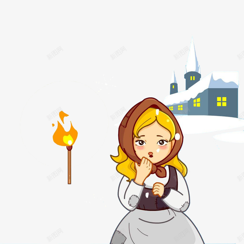 卖火柴的小女孩png免抠素材_88icon https://88icon.com 卖火柴的小女孩 安徒生 安徒生童话 教育 矢量插画