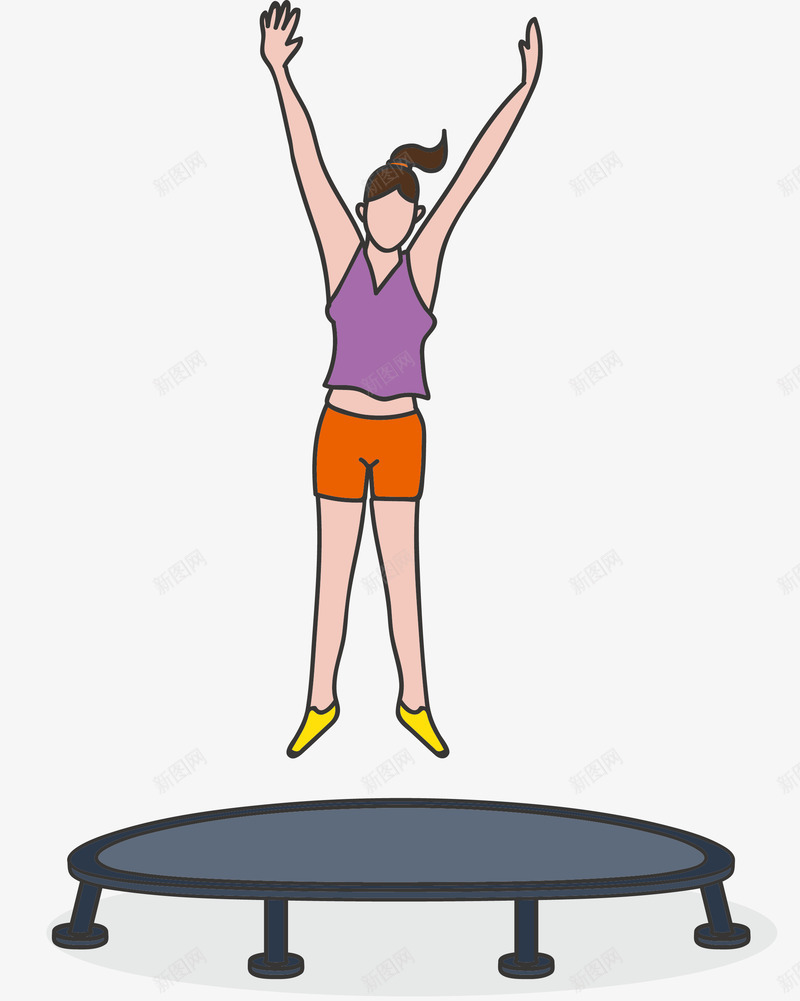 女生锻炼蹦床png免抠素材_88icon https://88icon.com 卡通蹦床 卡通风格 女生 彩色蹦床 蹦床 锻炼