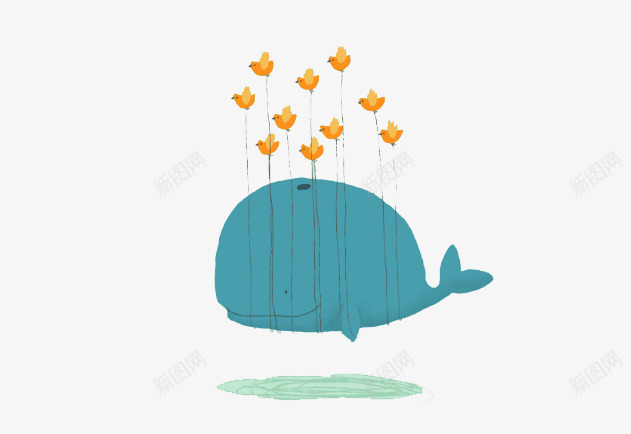 小清新可爱蓝色鲸鱼插画风psd免抠素材_88icon https://88icon.com 卡通 可爱 小清新 手绘 插画风 蓝色 鲸鱼