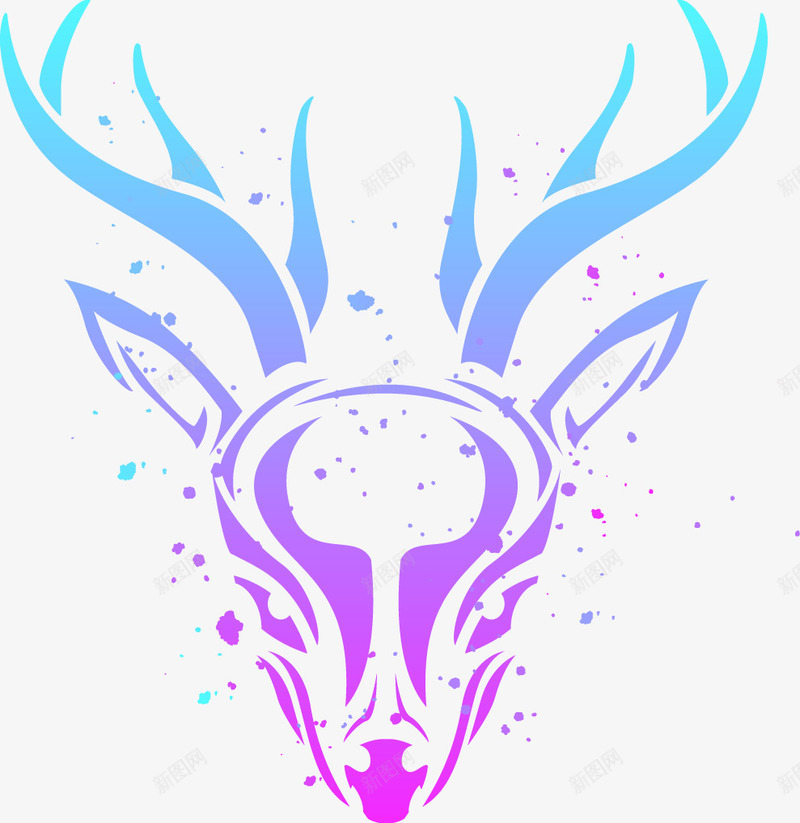 手绘星空颜色鹿png免抠素材_88icon https://88icon.com 手绘 鹿