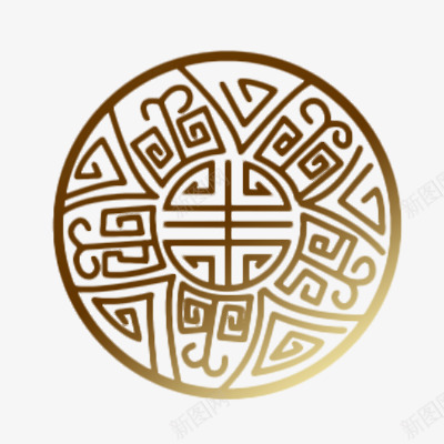 变形花纹福字png免抠素材_88icon https://88icon.com 变形 喜庆 花纹 金色