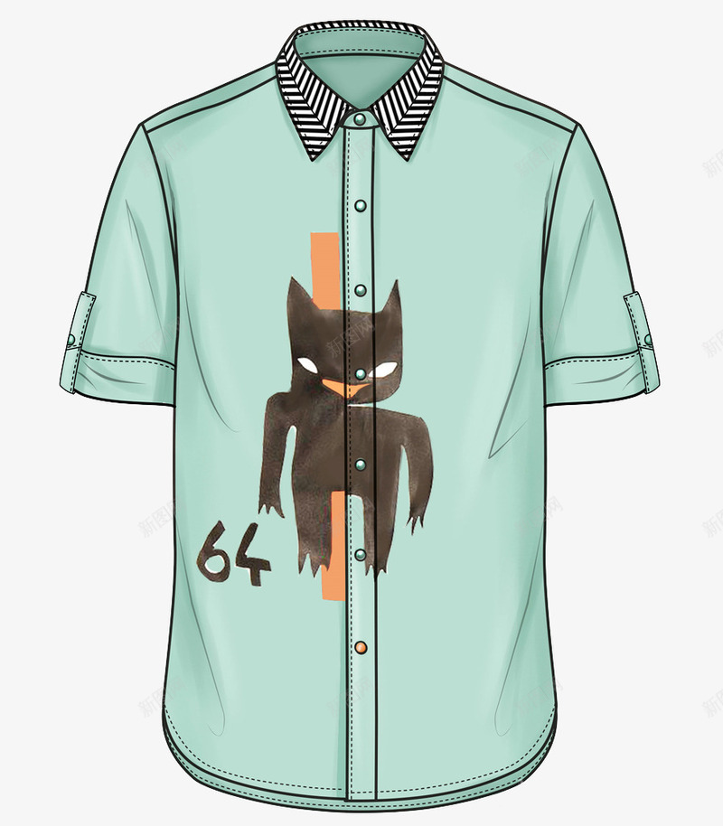 蓝色衬衫png免抠素材_88icon https://88icon.com 可爱 小猫 手绘 猫咪 衬衫