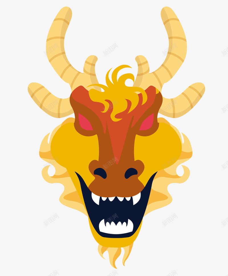 龙头黄色新年元宵庆典矢量图ai免抠素材_88icon https://88icon.com 中国风 喜庆 黄色 龙头 龙头矢量 矢量图