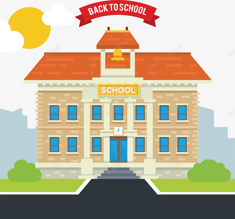 学校建筑png免抠素材_88icon https://88icon.com 工程 建筑 建筑设计 插画 精美 精美建筑