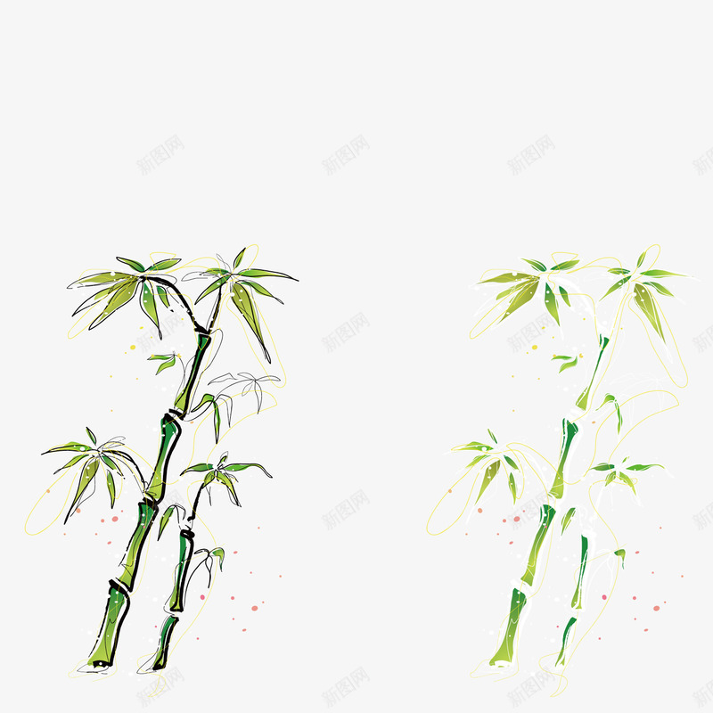 植物竹子矢量图ai免抠素材_88icon https://88icon.com 植物 竹叶 竹子 矢量图
