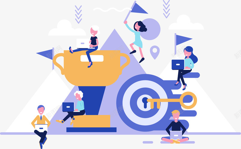 商务奖杯时尚办公插画矢量图ai免抠素材_88icon https://88icon.com 办公 商务办公插画 外国人办公 奖杯 时尚办公插画 矢量图 科技 金融
