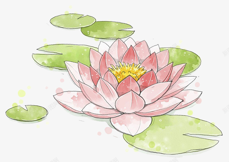 荷花水彩画png免抠素材_88icon https://88icon.com 植物 神圣 粉色荷花 荷塘插画 荷花 荷花水彩画 莲叶
