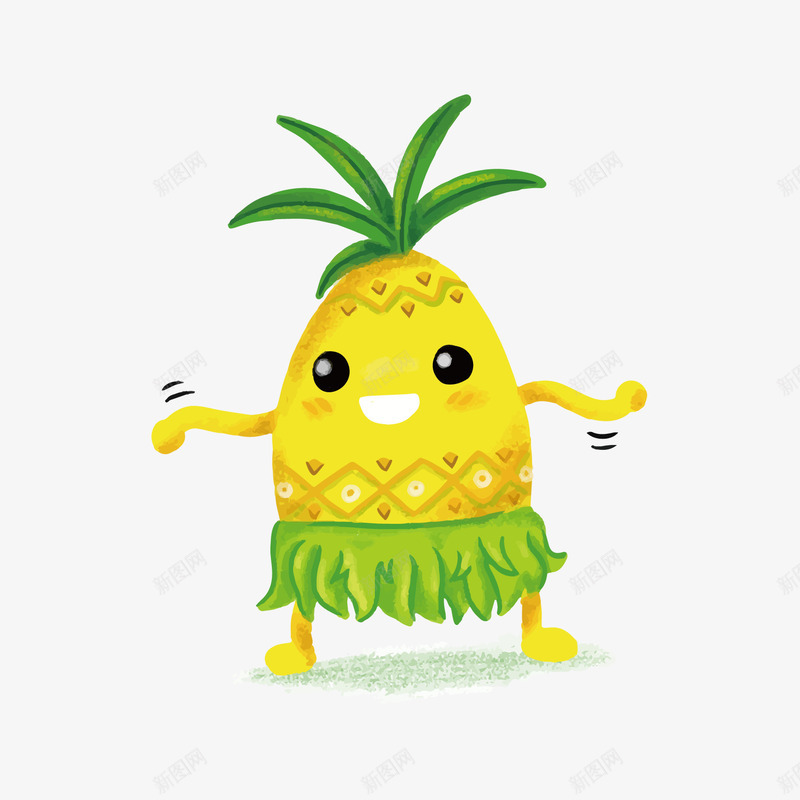 黄色圆弧菠萝食物元素矢量图ai免抠素材_88icon https://88icon.com 创意 卡通插画 可爱凤梨 圆弧 拟人 水果 矢量图 纹理 菠萝 黄色