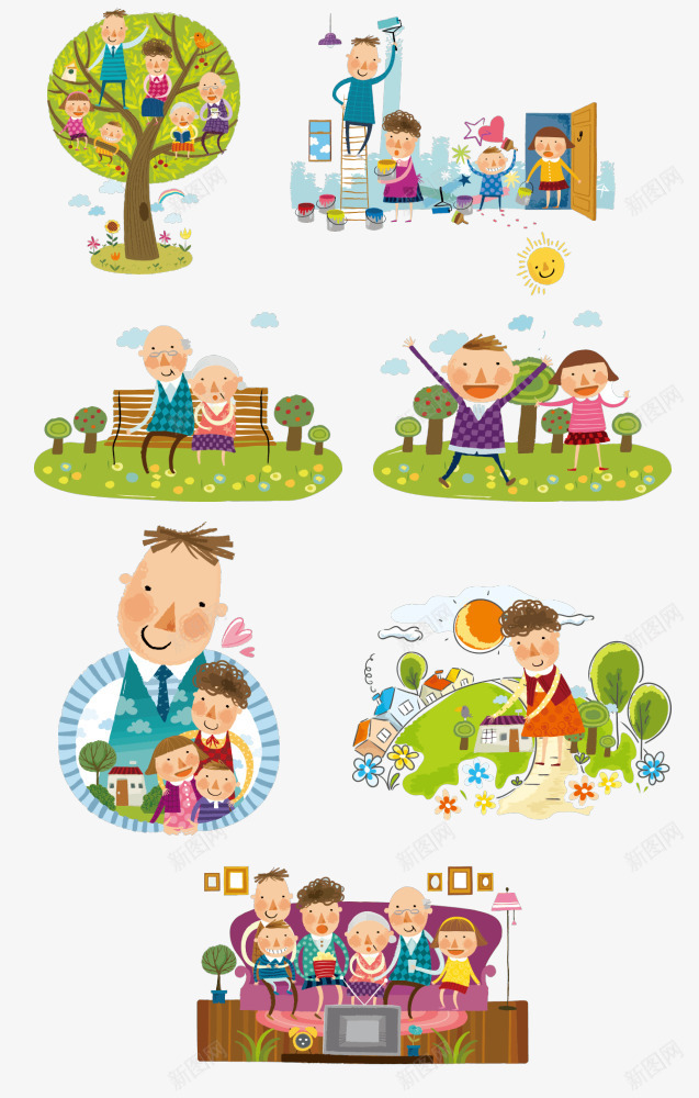 手绘卡通家庭照家人日常psd免抠素材_88icon https://88icon.com 全家福 卡通人物 合照 家人 家庭日常生活 手绘