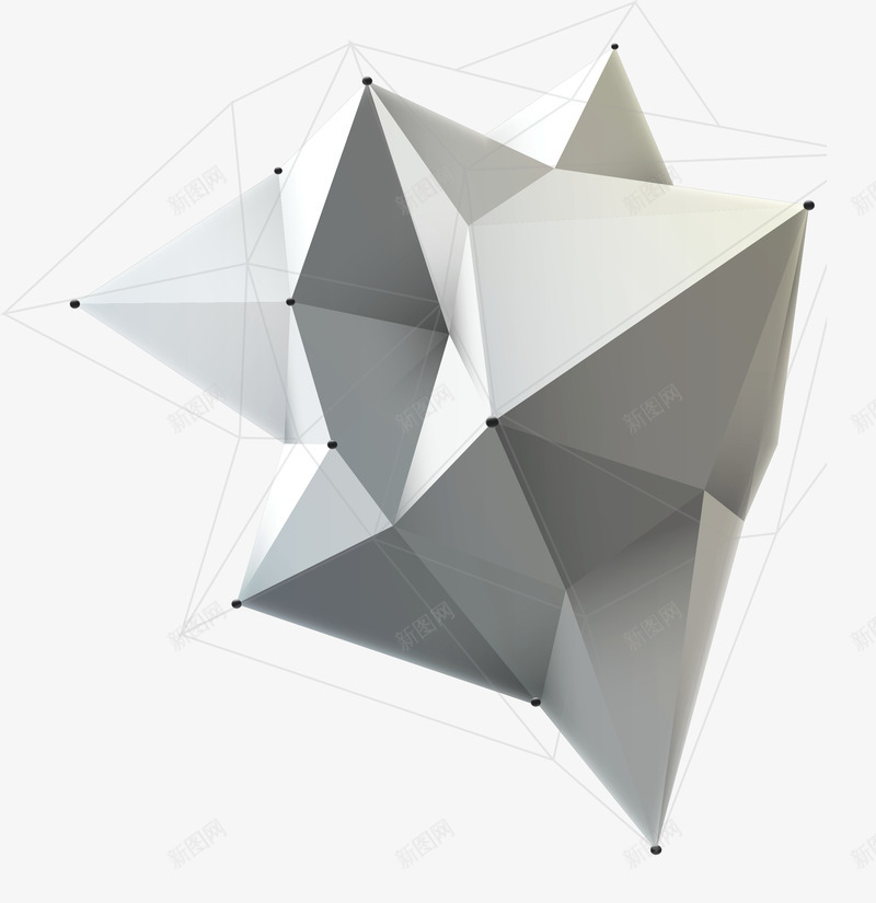 灰色分子结构体png免抠素材_88icon https://88icon.com 分子结构 晶体结构 灰色 科技感