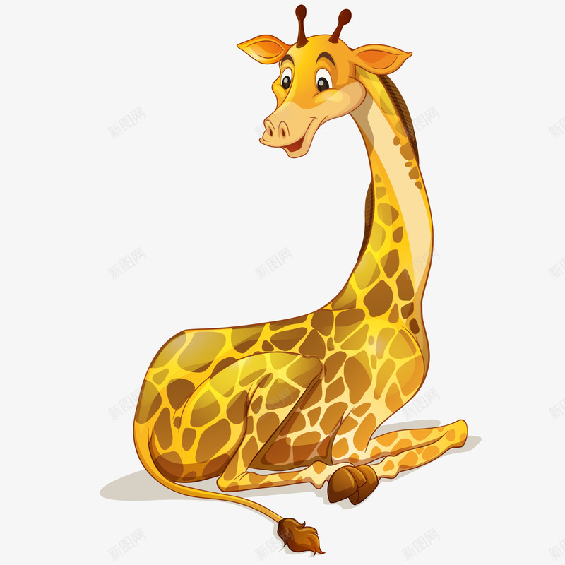 卡通坐着的长颈鹿动物矢量图ai免抠素材_88icon https://88icon.com 动物园 动物设计 卡通 森林 长颈鹿 黄色 矢量图
