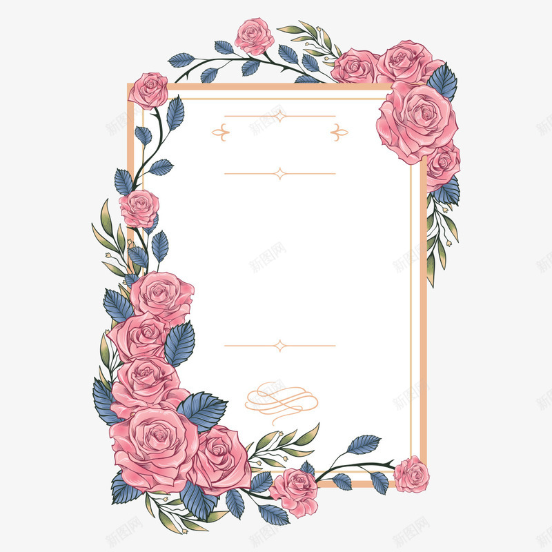 粉红花卉请柬装饰边框png免抠素材_88icon https://88icon.com 优雅 卡片 婚礼 情人节 浪漫 花纹 花边 装饰 请柬 边框 邀请卡