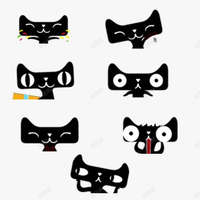 七种淘宝图案png免抠素材_88icon https://88icon.com 休闲娱乐 淘宝图案 装饰图案 黑色猫