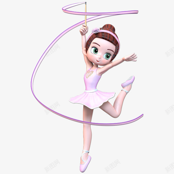 可爱的卡通女孩跳彩带舞插画png免抠素材_88icon https://88icon.com 3D 功夫女孩 卡通 可爱 女孩 少儿 少儿芭蕾 巧克力女孩 彩带 彩带缠绕 彩带舞 彩带飘飘 立体 舞者 舞蹈 芭蕾 芭蕾舞 跳舞