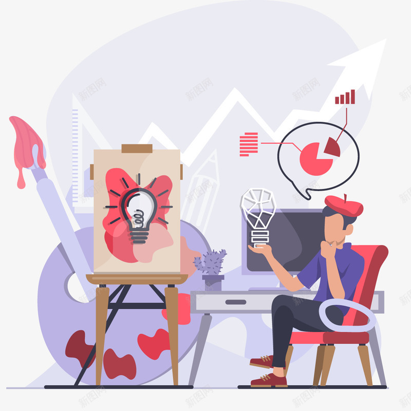 手绘卡通人物沟通合作png免抠素材_88icon https://88icon.com PPT制作设计 办公交流 办公人物 动漫人物 动画 卡通人物 思考 手绘 插画 海报设计 点子