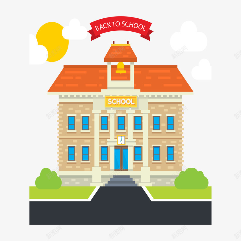 卡通学校城堡返校矢量图ai免抠素材_88icon https://88icon.com 上课 回学校 城堡 学校 开学季 校园 贵族学校 返校 矢量图