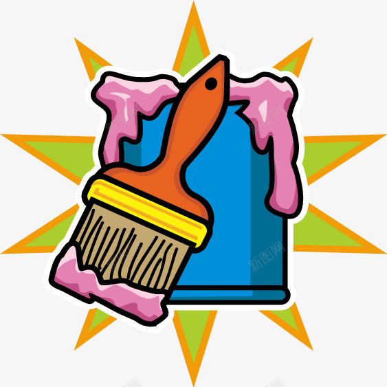卡通油漆桶刷子矢量图ai免抠素材_88icon https://88icon.com 刷子 油漆 油漆桶 矢量卡通 矢量图