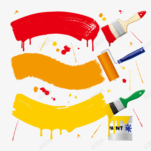 装饰图案刷墙油漆刷子矢量图ai免抠素材_88icon https://88icon.com 刷墙 刷子 油漆 装饰图案 矢量图