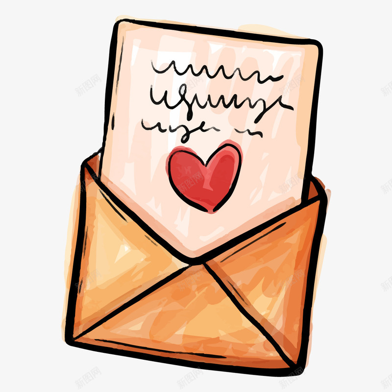 手绘水彩情书图png免抠素材_88icon https://88icon.com 信封 卡通 情书 情人节 水彩 爱心 节日装饰