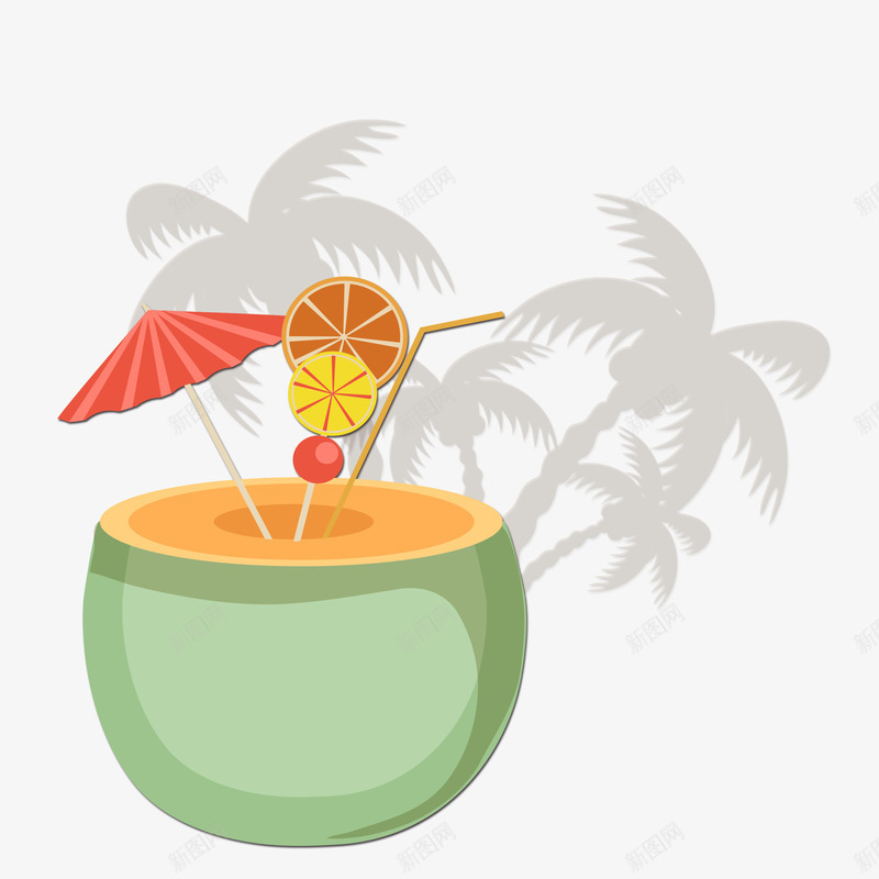 夏日椰汁png免抠素材_88icon https://88icon.com 卡通 夏季 度假 椰汁 海边