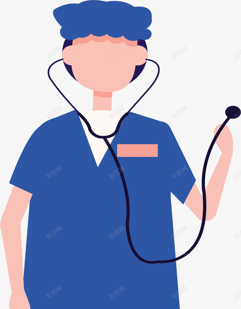 蓝色制服的看病医生矢量图ai免抠素材_88icon https://88icon.com 医生 医疗 医疗工作 看病医生 矢量png 蓝色制服 矢量图