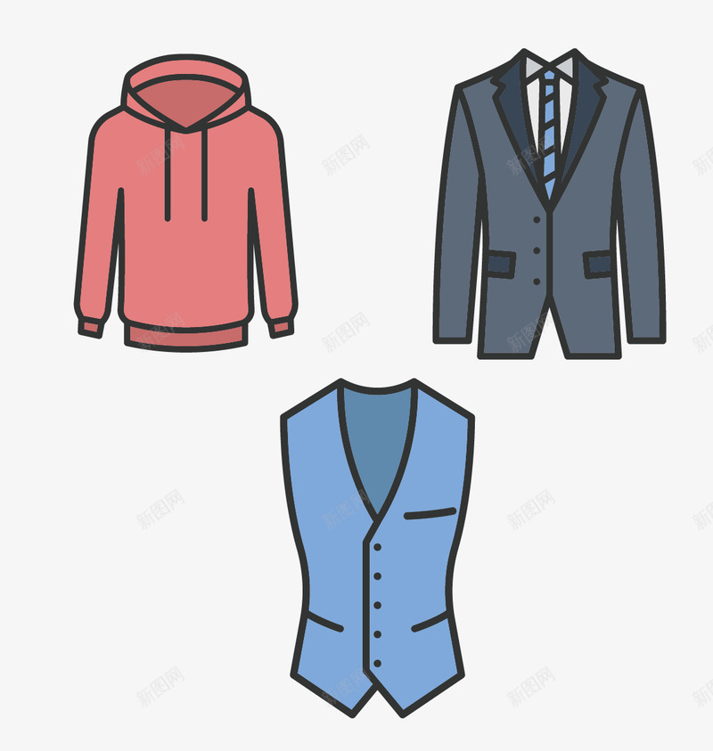 服装矢量图ai免抠素材_88icon https://88icon.com 男装 西装 马甲 矢量图