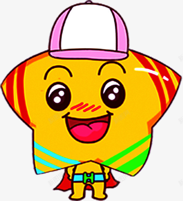 卡通可爱笑脸带帽五角星手绘png免抠素材_88icon https://88icon.com 五角星 卡通 可爱 笑脸