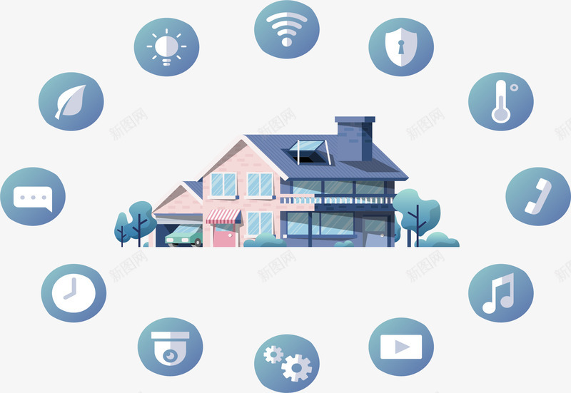 人工智能家居房屋矢量图ai免抠素材_88icon https://88icon.com 人工智能 智慧科技 智能家居 矢量png 科技感 科技生活 矢量图