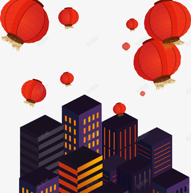 城市夜景节日灯笼25D立体插画psd免抠素材_88icon https://88icon.com 25D立体插画 城市 城市黑影 夜景 海报 灯笼 节日