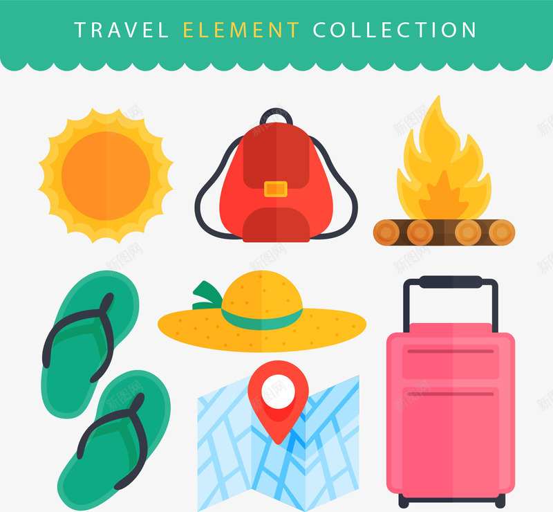 手绘户外旅游png免抠素材_88icon https://88icon.com 度假 户外 手绘 旅游 行李箱 露营