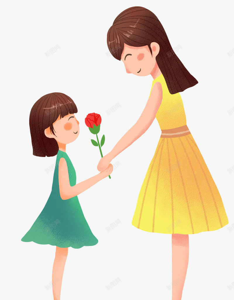 手绘人物插图母亲节给妈妈送花插png免抠素材_88icon https://88icon.com 人物插图 手绘 手绘人物插图母亲节给妈妈送花插画免费下载 插画 母亲节 给妈妈 送花 送花的小孩