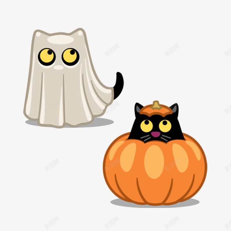 卡通万圣节的酷小猫png免抠素材_88icon https://88icon.com 卡通动物猫咪 卡通小猫免抠 卡通矢量动物图片 卡通酷帅小黑猫免抠