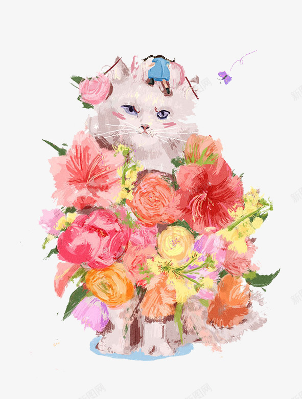 花束中的猫png免抠素材_88icon https://88icon.com 围绕 小猫 花束 鲜花