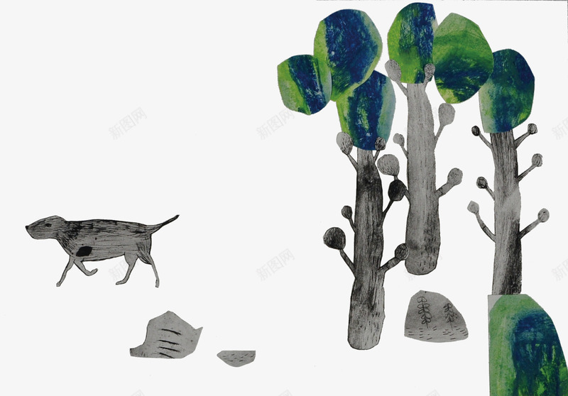 猫咪森林插画png免抠素材_88icon https://88icon.com 动物 插画 森林 猫咪