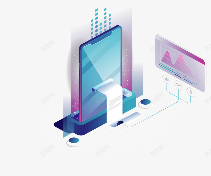 立体效果科技手机矢量图ai免抠素材_88icon https://88icon.com 互联网 手机 手机端 矢量png 科技感 网络应用 矢量图