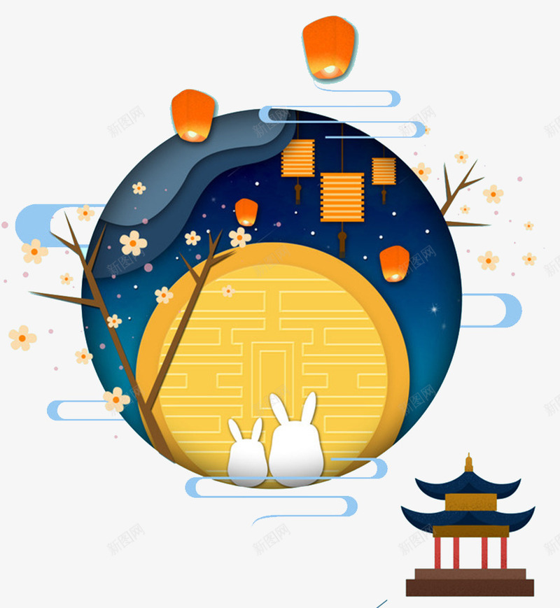 插画风格中秋海报png免抠素材_88icon https://88icon.com 中秋佳节 中秋促销 中秋国庆 中秋祝福 中秋钜惠 喜迎中秋 团圆 插画风格 月亮 月饼 赏月