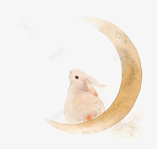 水彩月亮插画png免抠素材_88icon https://88icon.com 兔子 兔子插画 兔宝宝 卡通月亮 弯月亮 手绘月亮 月兔 酷兔